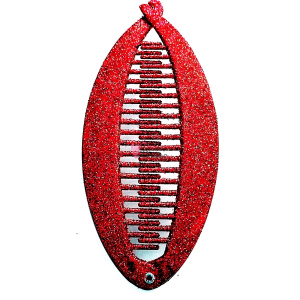 Accesoriu tip banana pentru prins parul din plastic PZS001EE - Rosie cu sclipici